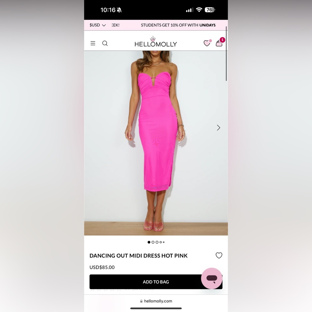 Pink Hello Molly strapless dress